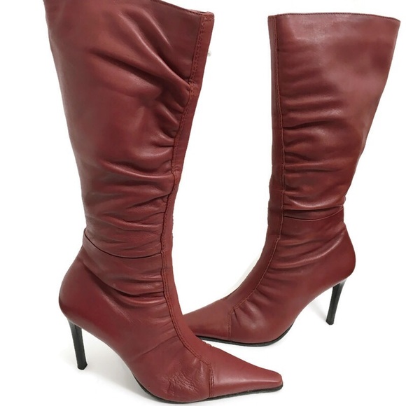 Bakers Shoes - Bakers Helix Red Tall Boots, Pointy toe M0249